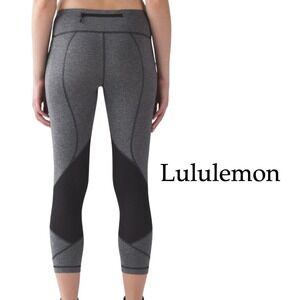 Lululemon Pace Rival Crop 22″ Heathered Gray Women's 4 Running Leggings Athletic